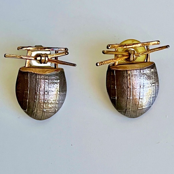 Carolyn Morris Bach Pierced Earrings Sterling Silver 18K Gold - Picture 1 of 14